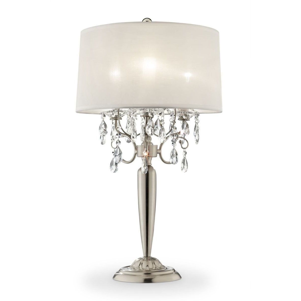 Ok Lighting Ok-5109T Crystal Silver Table Lamp, 16&quot; X 16&quot; X 30&quot;