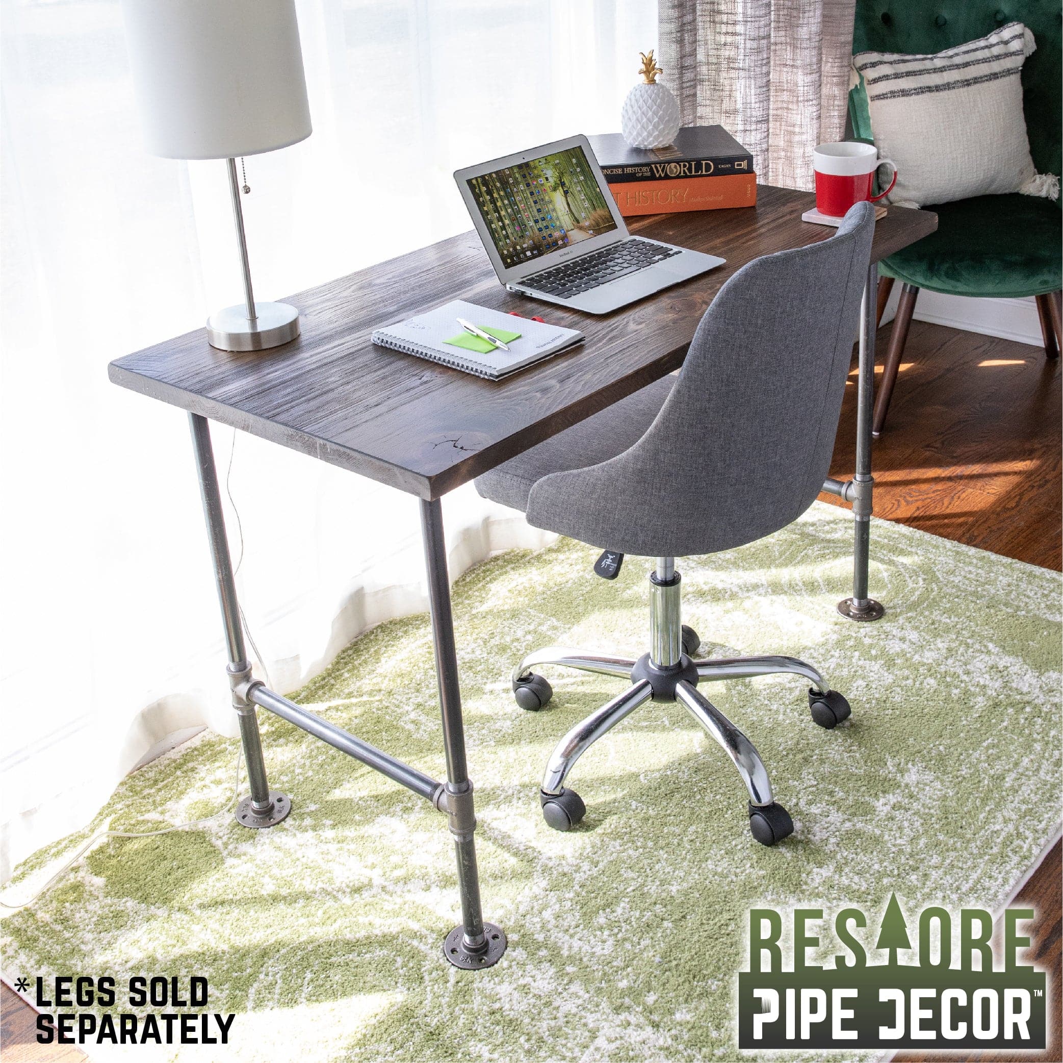 RESTORE Trail Brown Solid Wood Desk Tabletop