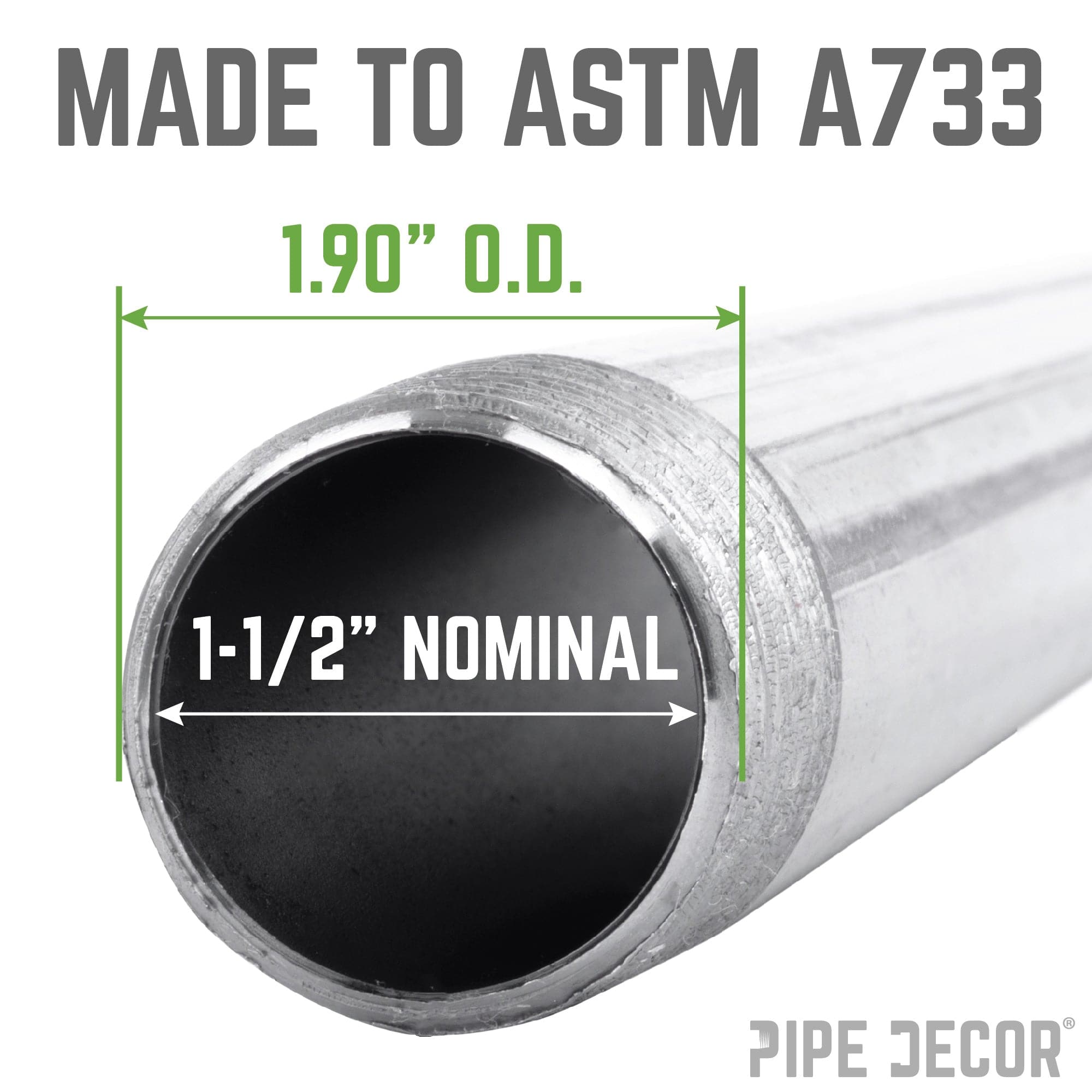 1 1/2 in. x 10 in. Galvanized Pipe