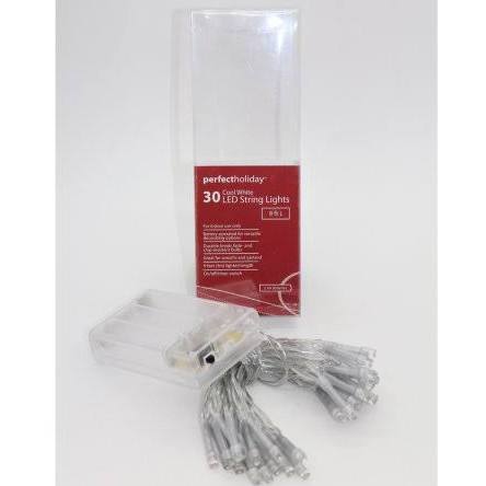 The Perfect 600086 30 LED String Light Battery Operated with Timer  White
