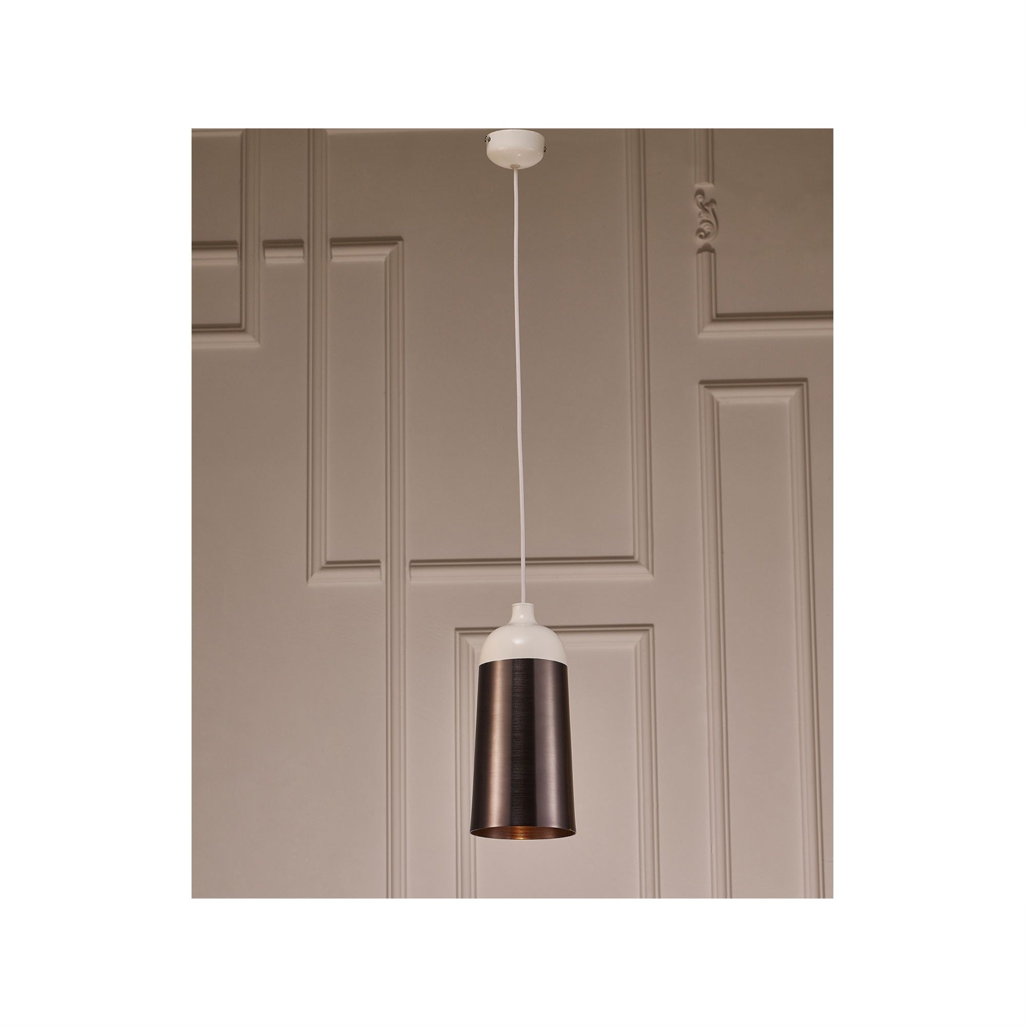 Abel Pendant Lamp, Silver and White Aluminium