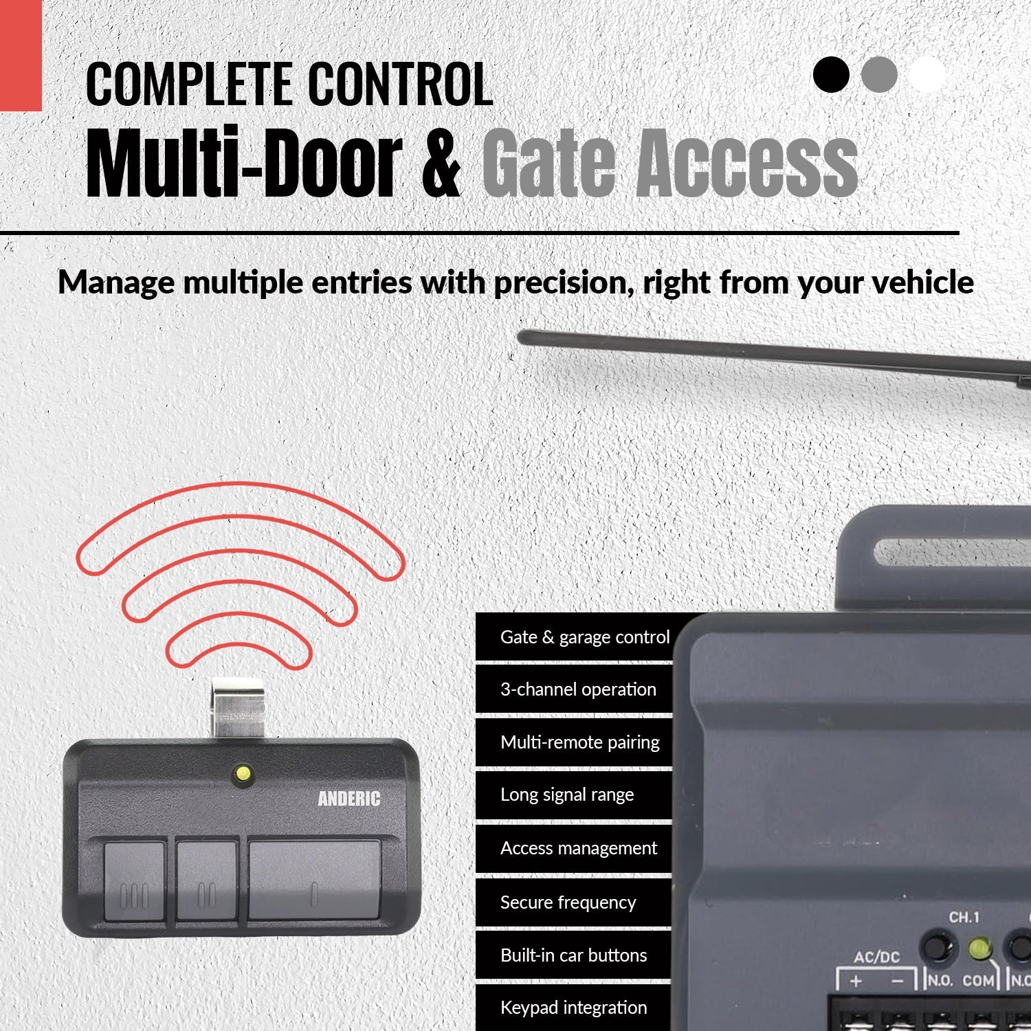 Anderic RR850LM Universal Garage Door & Gate Opener Conversion Add-on Kit for Up to 3 Garage Doors