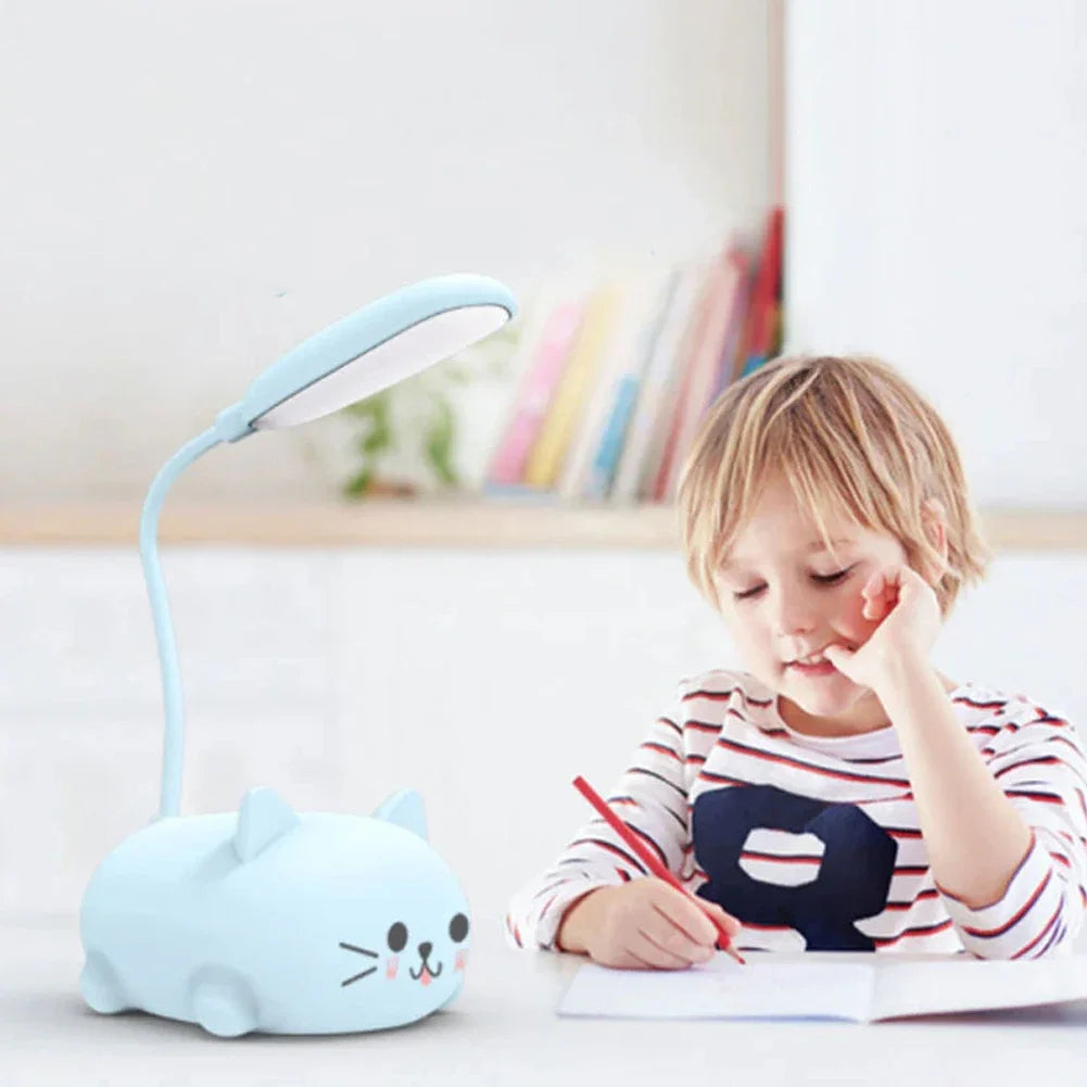 USB Night Light Foldable Cute Cat Student Learning Light Rechargeable 400mAh Adjustable Gooseneck Kids Gifts for Bedroom Office