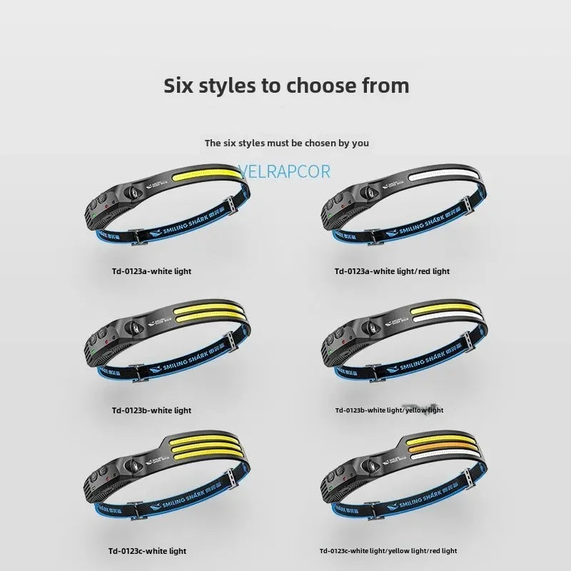 New COB Headlamp Powerful Induction LED Sensor Head Torch USB Charging with Battery Flashlights for Fishing Outdoor Riding