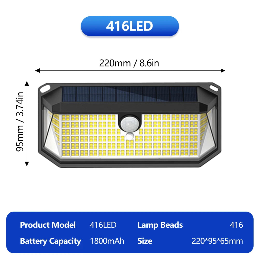 Outdoor Solar Motion Sensor Lights 468/528 LED Waterproof Solar Security Wall Lights for Garden Patio Pool Yard Fence Driveway