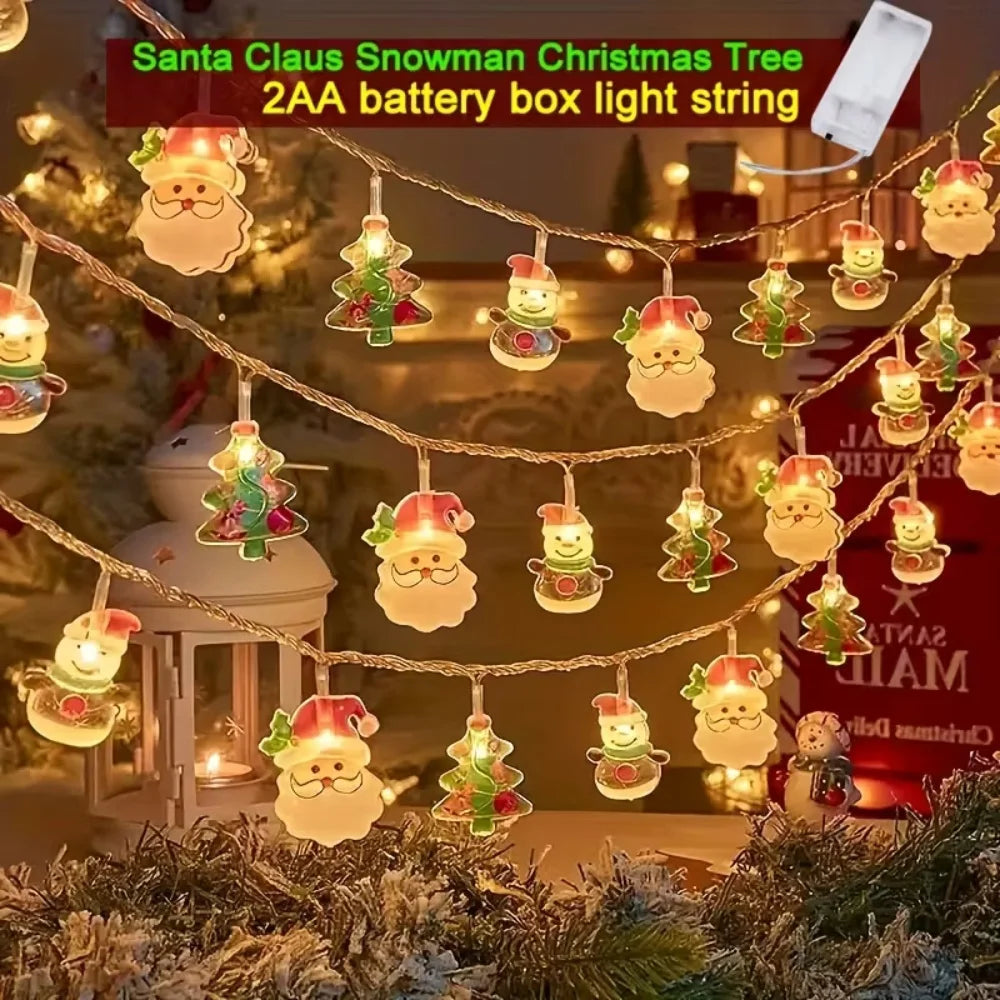 1PC 1.5M10LED Santa Claus Snowman Christmas Tree Light String,powered by AA batteries,Excluding Battery,Christmas Decoration ﻿