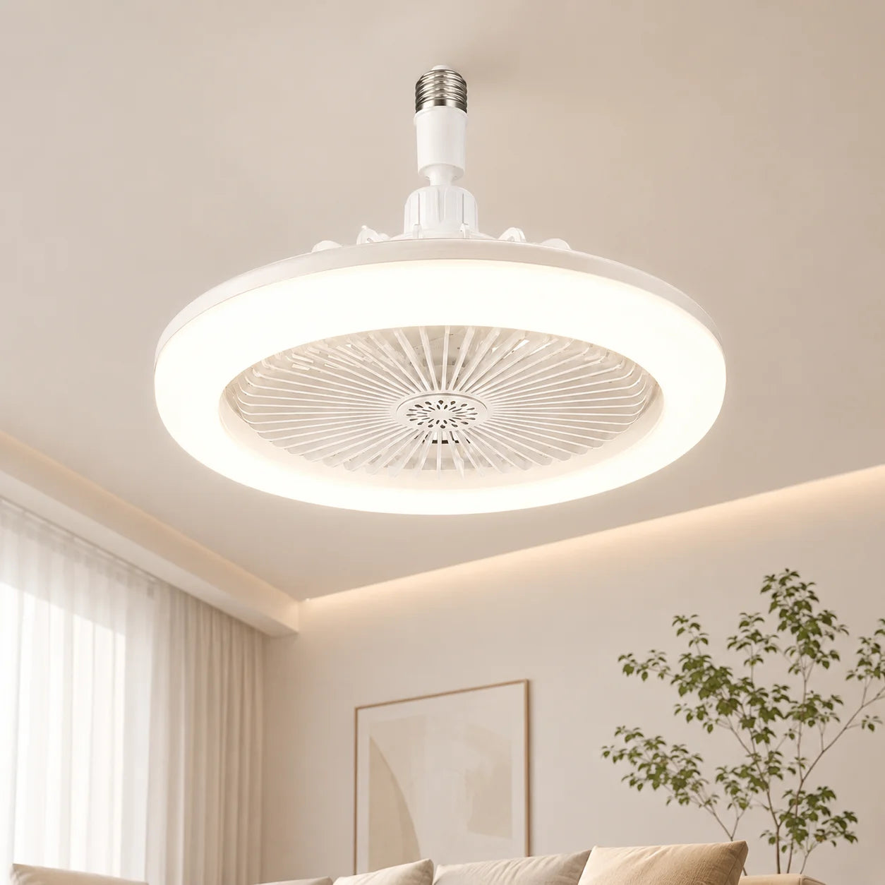 3 in 1 E27 Ceiling Fan Light with Remote Control Rotatable LED Lamp Converter Base for Bedroom Living Room Kitchen Home Decor