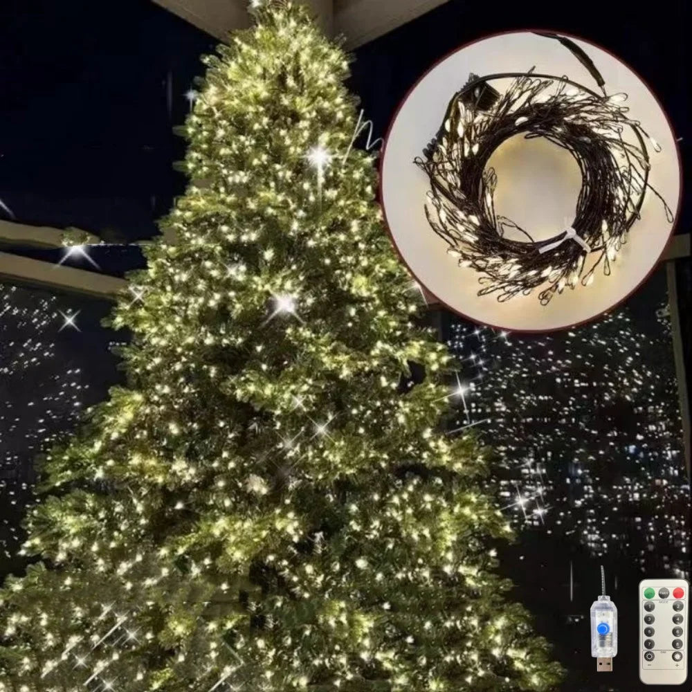 USB dark green LED firecracker light with 8 flashing modes for decorating Christmas trees, ceilings bedrooms, windows