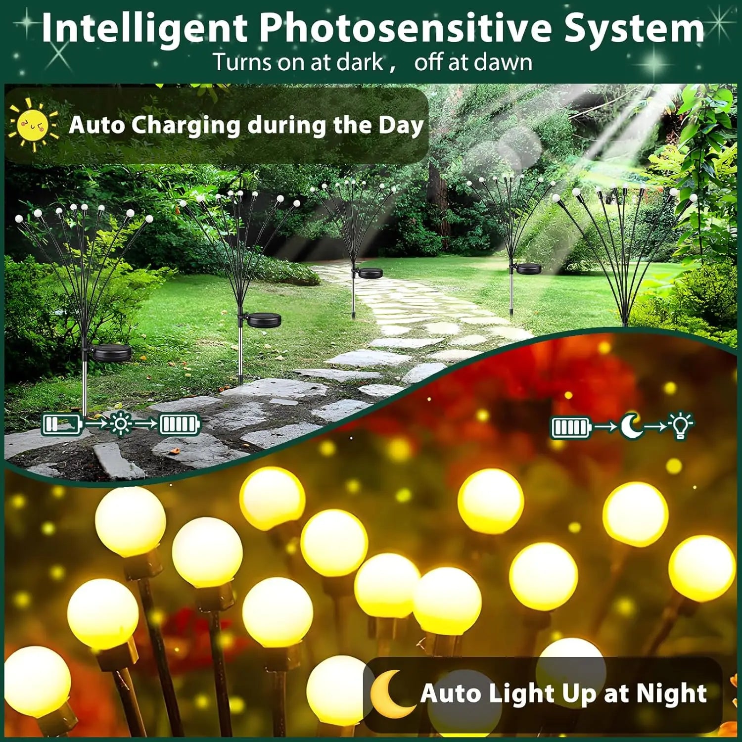 8pcs Outdoor Lights Solar Lawn Lamp Garden Lamp LED Wind-driven Firefly Ground Plug Lamp for Garden Lawn Landscape Holiday Light