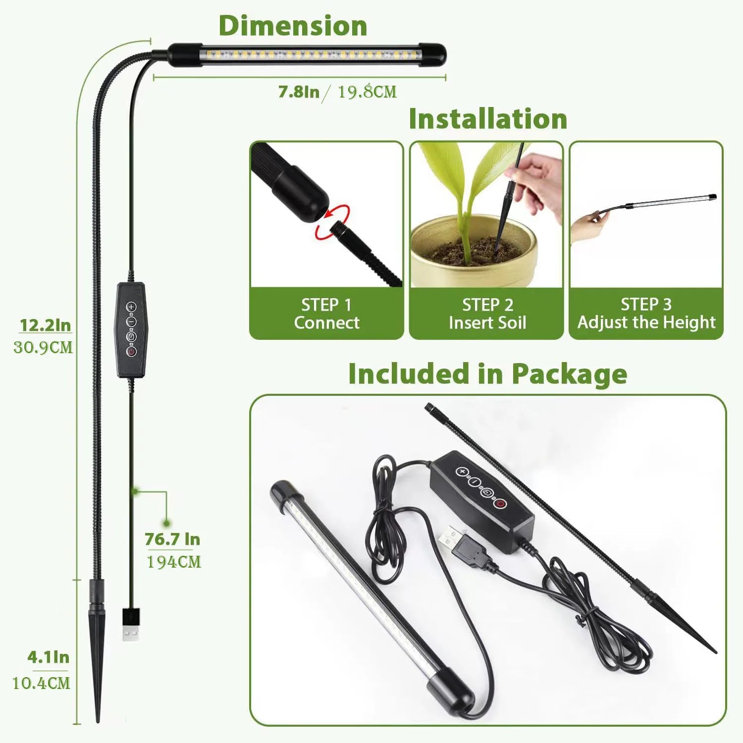 LED plant growth lamp USB full-spectrum 6000K gardening plant lamp, mini belt to control indoor flowering of cultivated plants.
