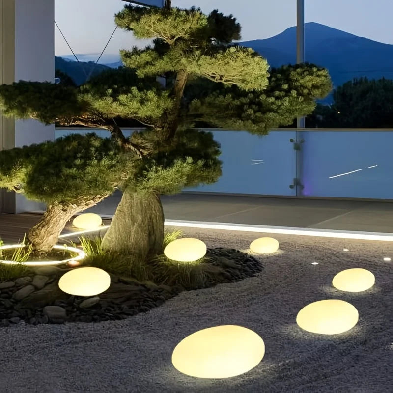 Solar Outdoor Waterproof Garden Light Cobblestone Shaped Lamp Decorative for Yard Lawn Patio Pathway Garden Christmas Decoration