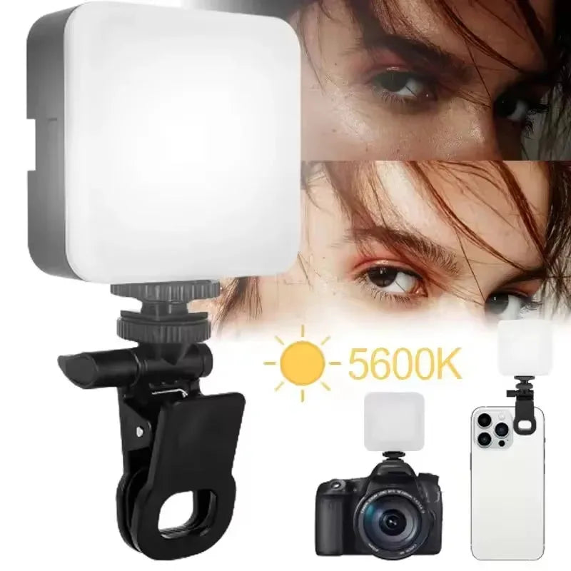 Professional Clip On Phone Ring Light with 10 Brightness Levels USB Rechargeable Portable Selfie Fill Light for Live Streaming