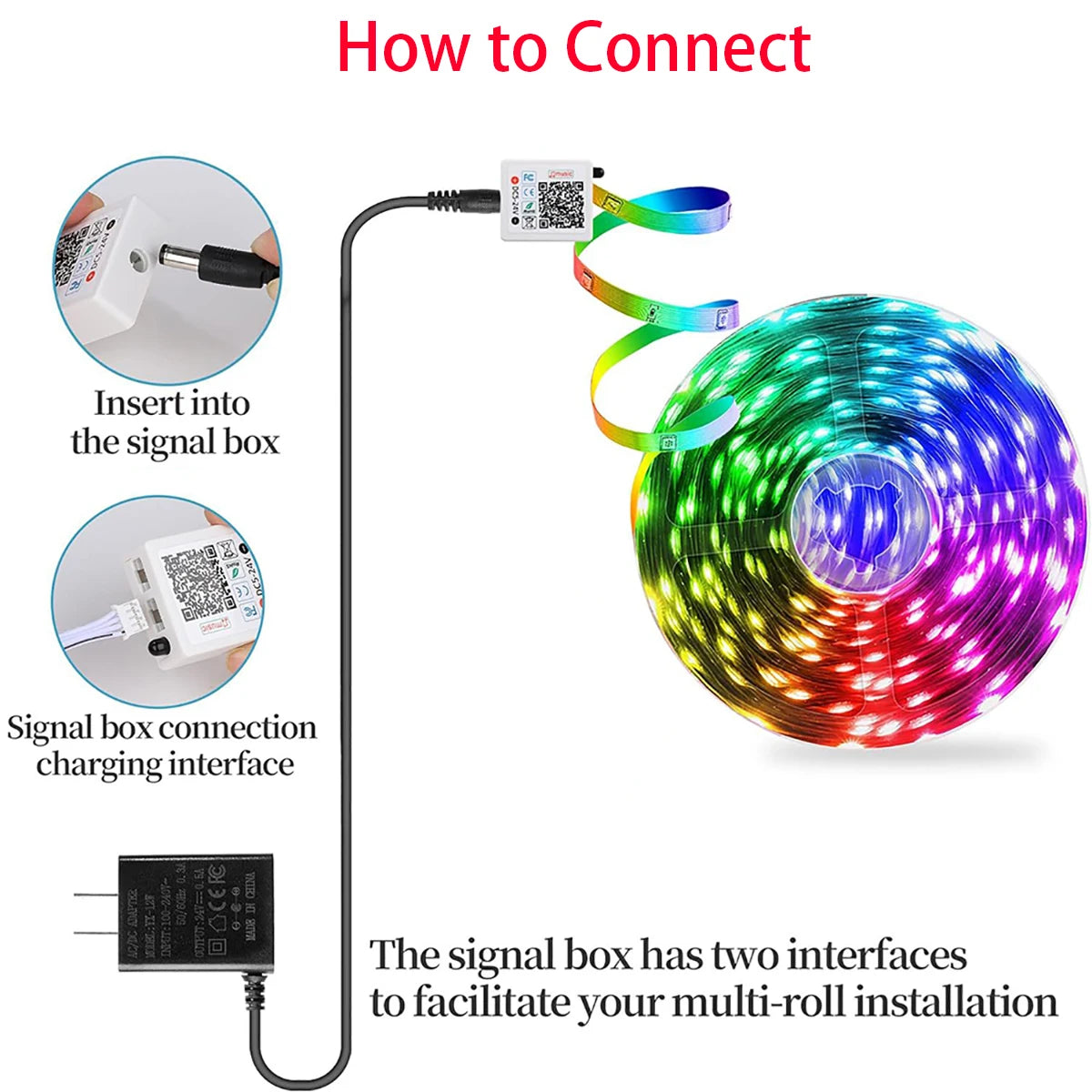 RGB Led Strip Lights with Music Sync, APP Control Led Tape Lights for Bedroom Room Party Decor TV Backlight