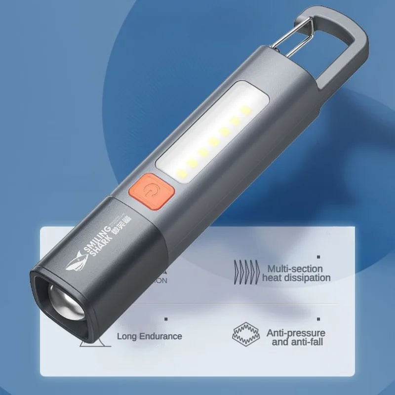 New Outdoor Flashlight Portable Strong Light Variable Focus With Floodlight Side Lights Home Portable LED Flashlights Camping