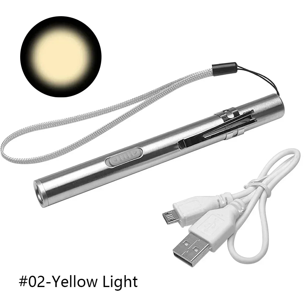Portable Professional Medical LED Flashlight USB Rechargeable Energy-saving Mini Flashlight Pen Light for Dentist Camping Hiking