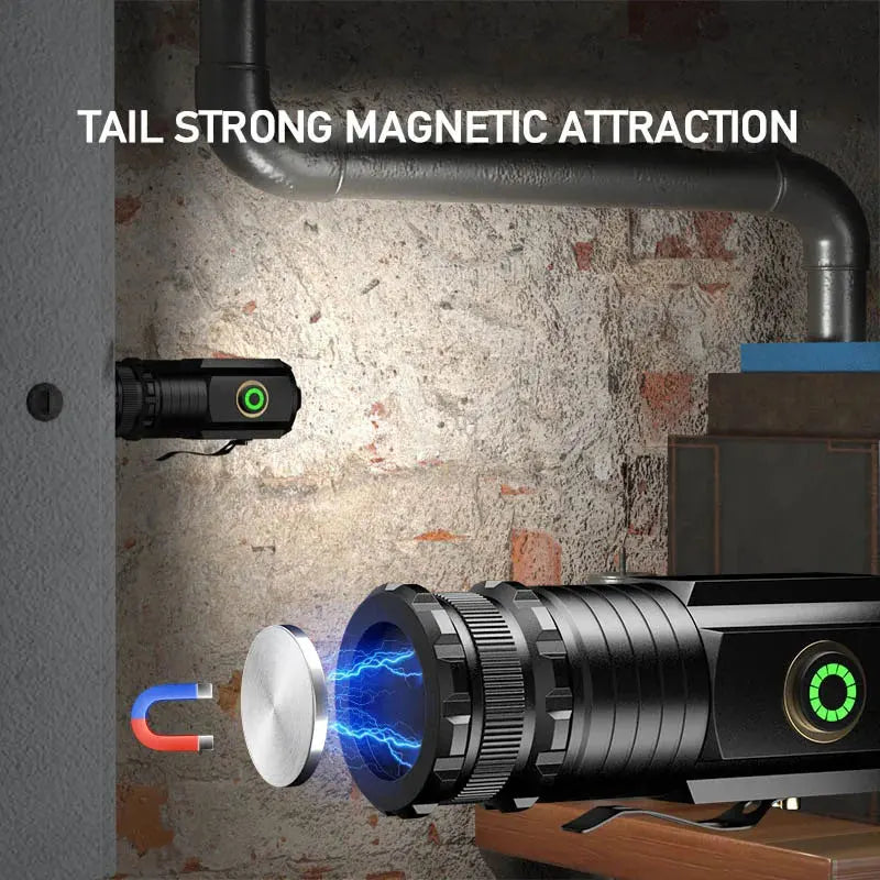 Flashlight Rechargeable EDC Torch Waterproof Hiking Camping Portable Flashlight 16340Battery with Pen Clip Tail Magnet