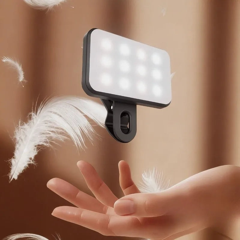 Portable Mini Selfie Fill Light Rechargeable 3 Modes Adjustable Brightness Clip On For Phone Laptop Tablet Meeting Make Up