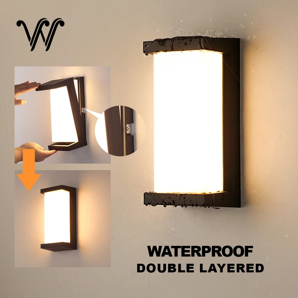 IP65 Waterproof Outdoor LED Wall Lamp 24W AC85-265V Exterior Wall Lighting Plastic Lamp Body Warm White Porch Light Garden Light