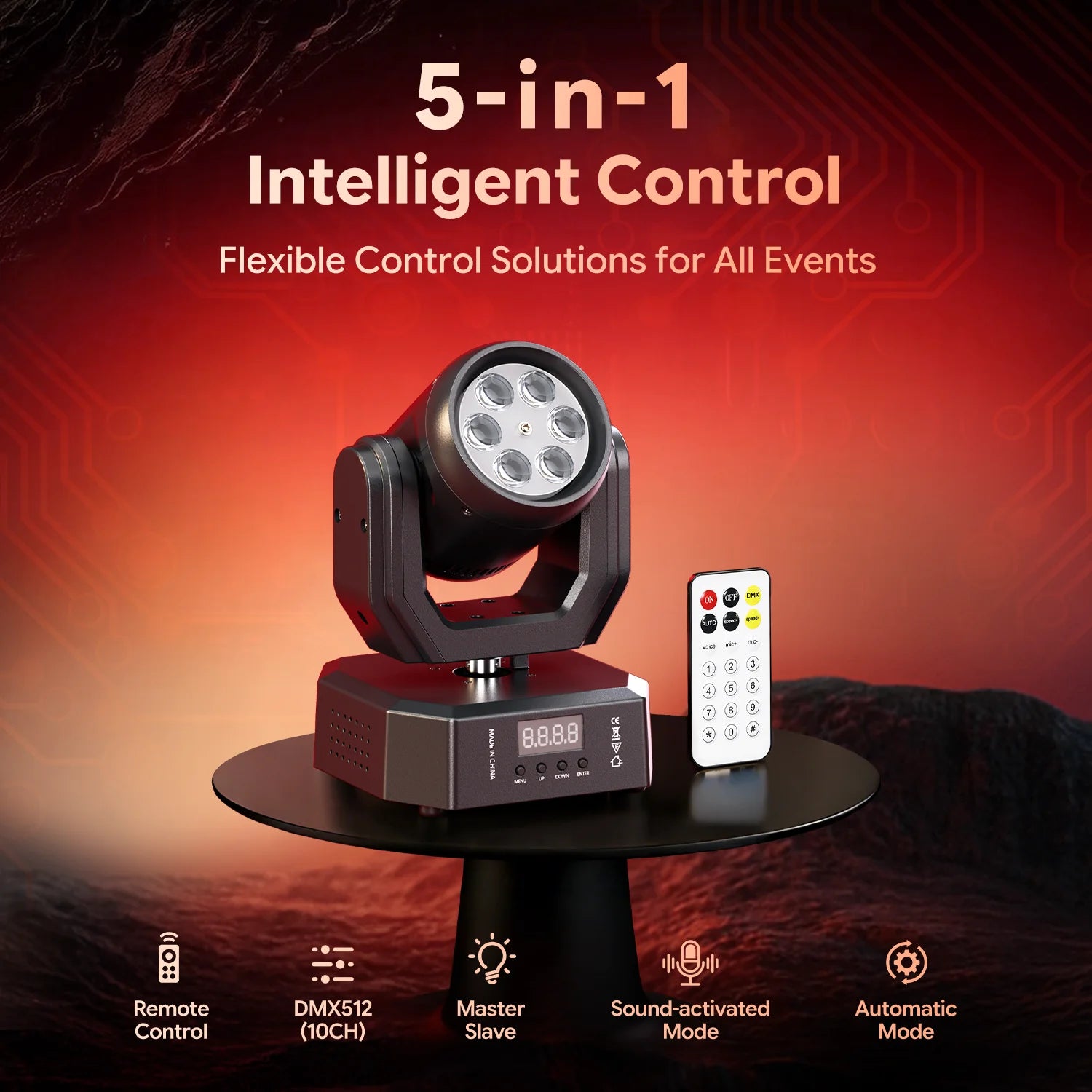 Yiflamefly 1/2/4Pcs Mini 50W Bee Eye Moving Head Lights R/G/B/W/Y/Pink LED Rotating DMX Stage Lights For Wedding Party KTV Bar