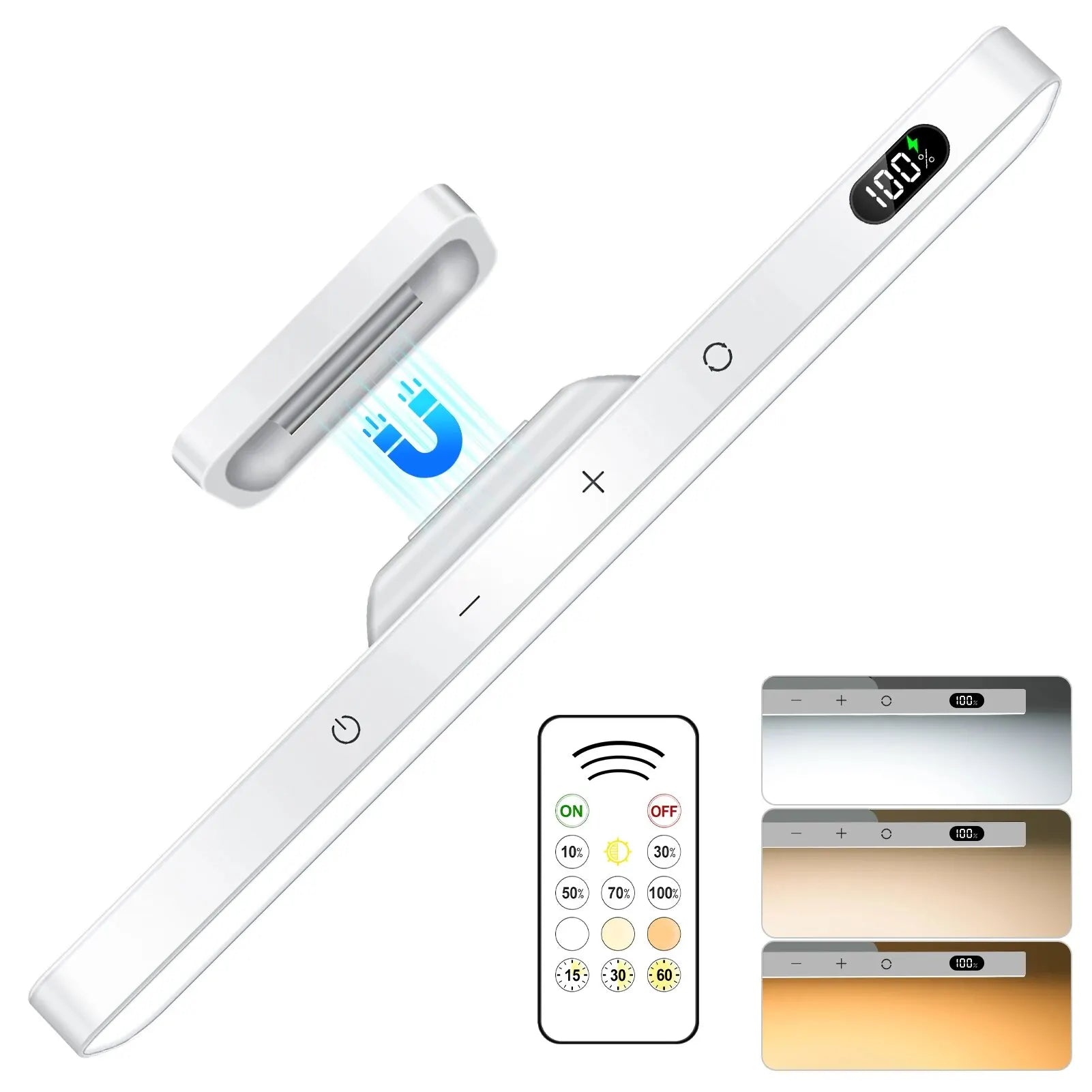 LED Touch Table Lamp Magnetic Desk Lamp Bulit-in 2500mAh Battery for Reading Cabinet Mirror Bedside Rechargeable Night Lights