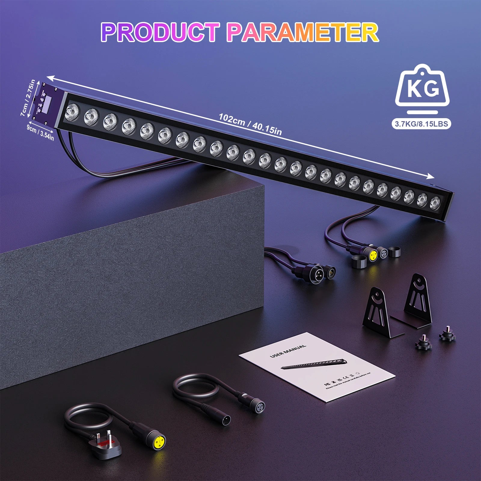 Fieryzeal 4PCS 120W Waterproof Wall Washer Lights IP65 24LEDs RGB Wall Wash Light Bar for Outdoor Building Wedding Sunlights