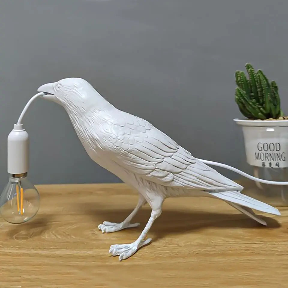 Resin Lucky Bird Crow Wall Lamp Table Lamp Night Light Bedroom Bedside Living Room Wall Lamp Home Decoration(Free Bulb)