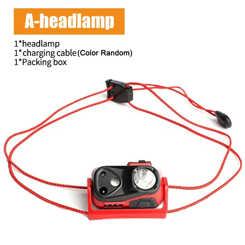 Mini Light Headlamp with Motion Sensor Front Head Light Rechargeable LED Headlight Fishing Camping Hiking Ultralight Headlight