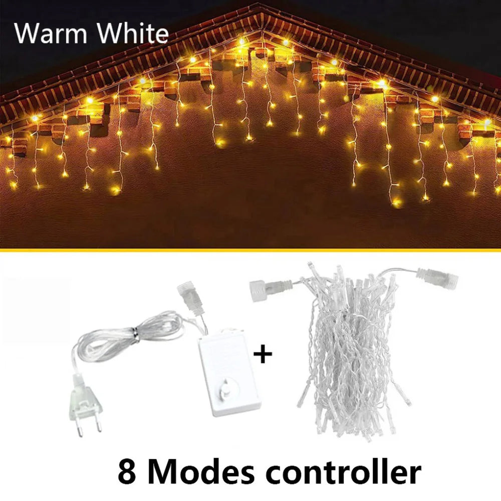 Icicle String Lights LED Fairy Lights Christmas Garland For New Year Party Wedding Garden Terrace Christmas Decoration Lamps