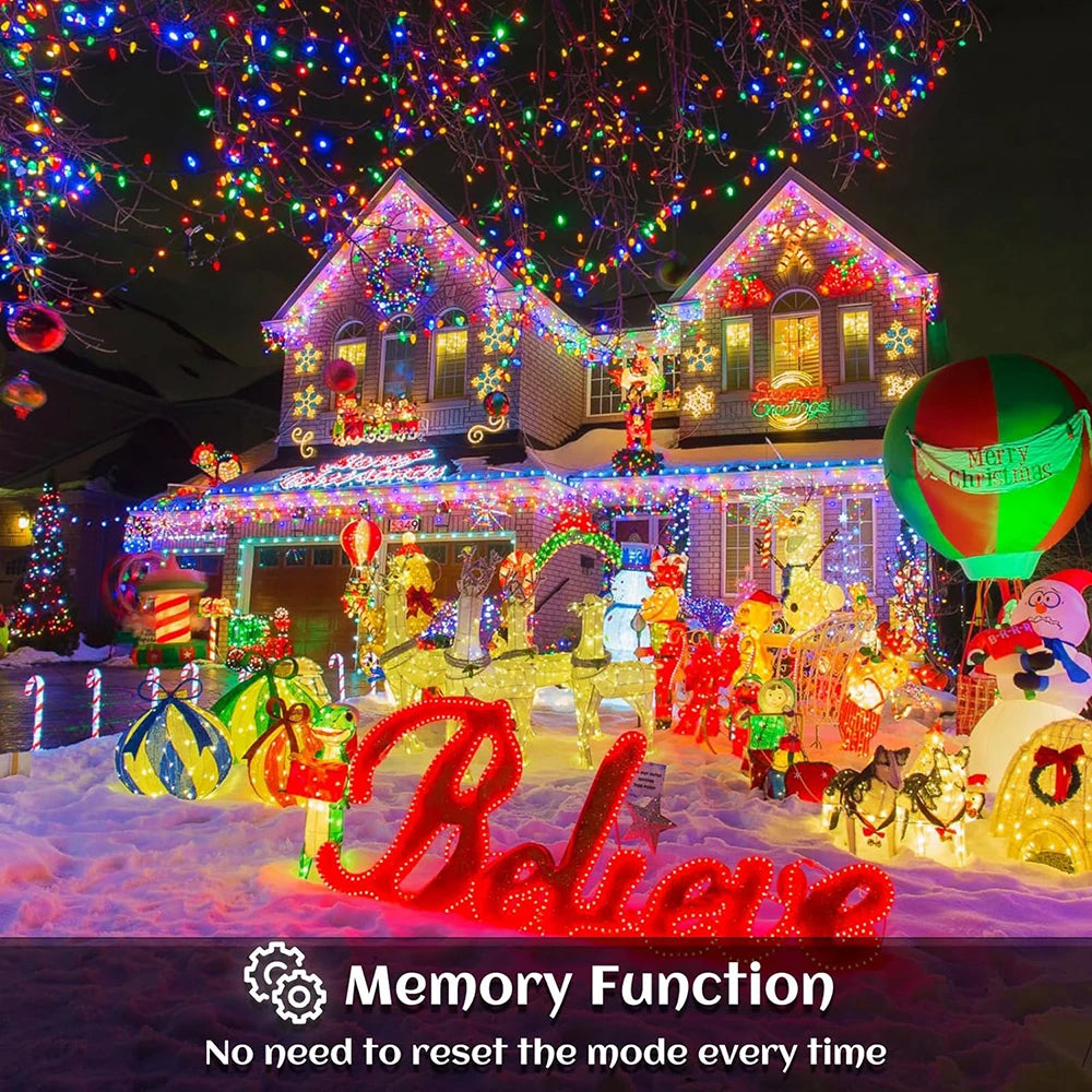 3.5M/7.5M Solar Curtain Icicle Light Outdoor Eaves Decor String Lights Garden Party Yard Christmas Decoration Holiday Garlands