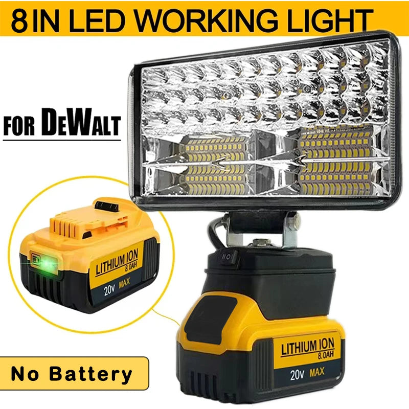 3/4/5/8Inch Led Light Portable Spotlights Cordless Outdoor Work Fishing Handheld Emergency Tool Light Fit Dewalt 18V Battery Pin