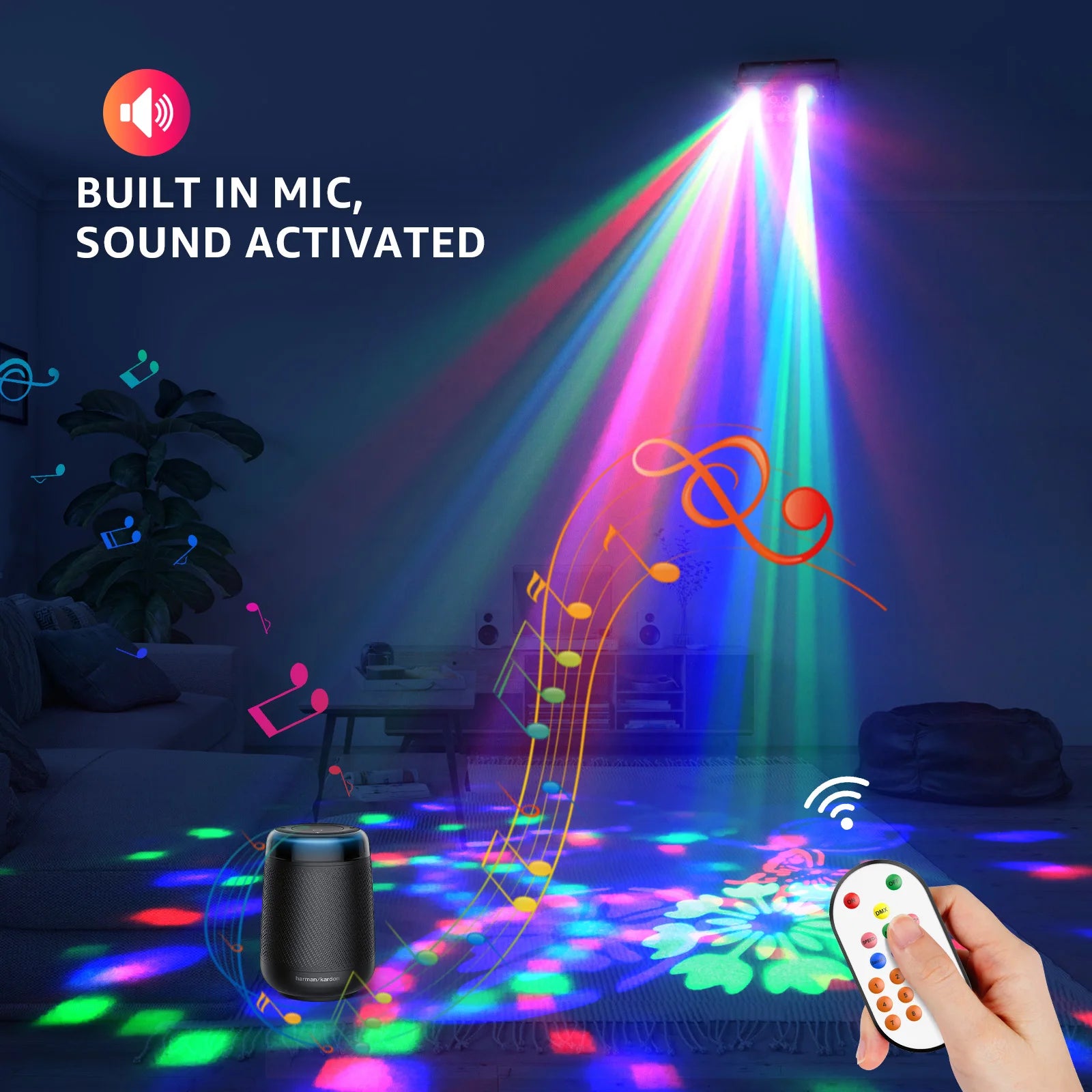 U'King 40W RGB LED Bee Eye Beam Effect Light 5IN1 Effect Disco Ball Dyeing Pattern Strobe DJ Light for Disco Party Stage Light