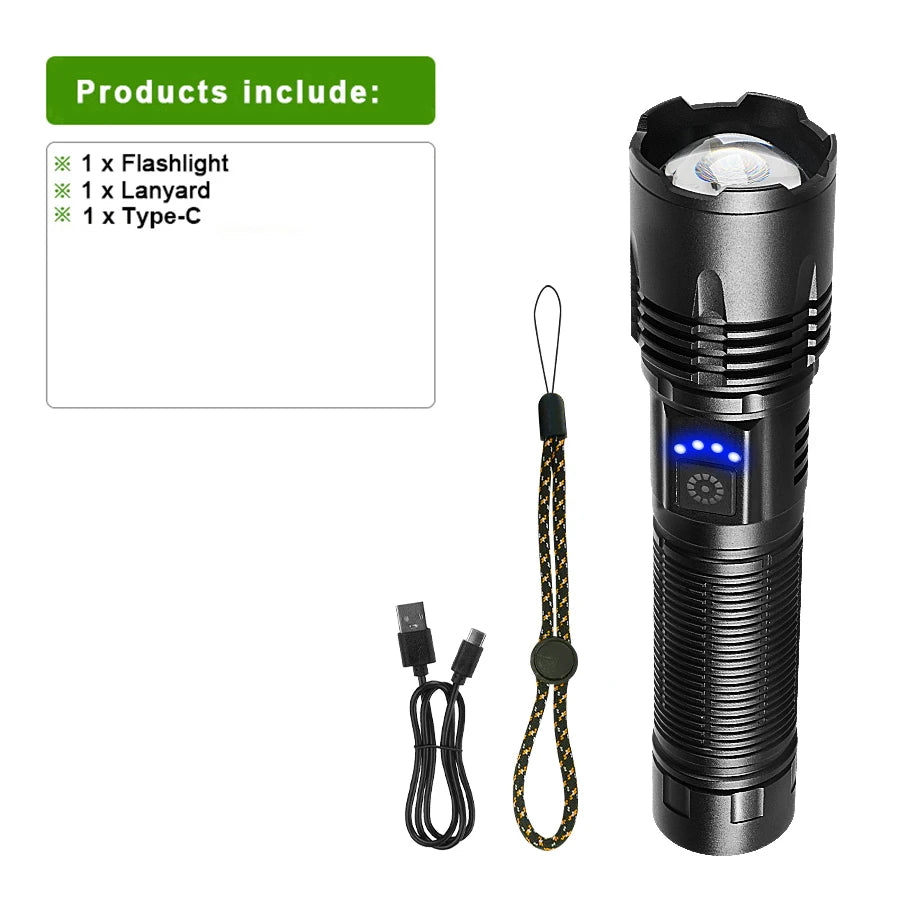 2026 NEW 3000W/800WUltra Powerful LED Flashlight New Super Bright Torch Light Rechargeable Portable Lamp Outdoor Fishing Lantern