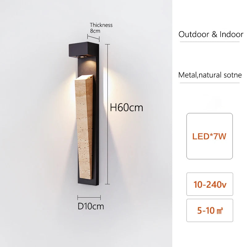 Waterproof Outdoor Wall Light Natural Stone Exterior IP65 Weather-Resistant Lighting for Garden Porch Balcony Villa & Patio Deco