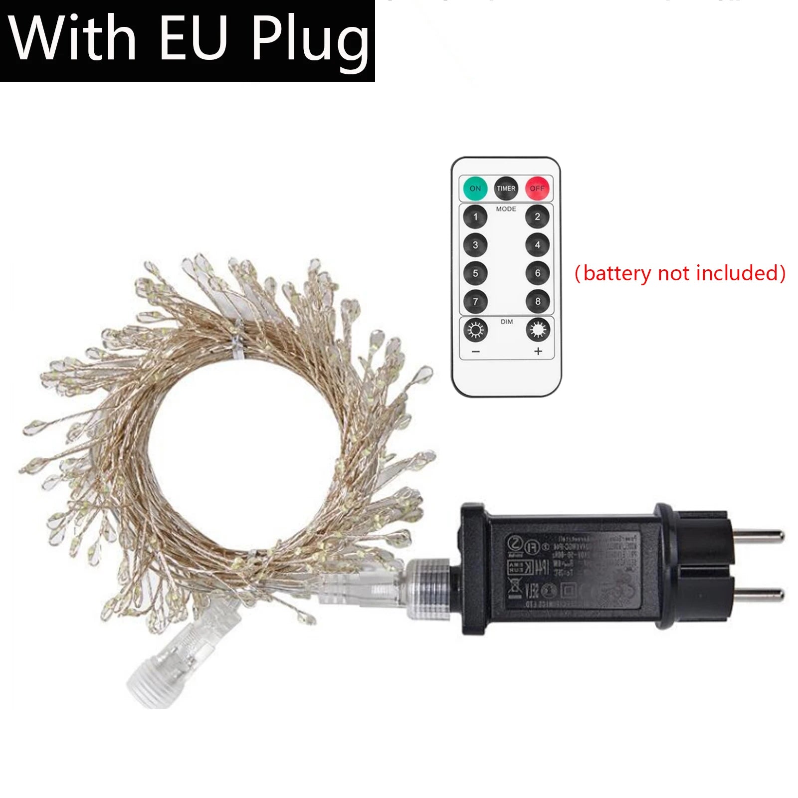 200 400 LEDs/M LED String Firecracker Lights 3AA Battery/USB EU US Plug Kit 3M 6M Remote Control Christmas Wedding Party Decor