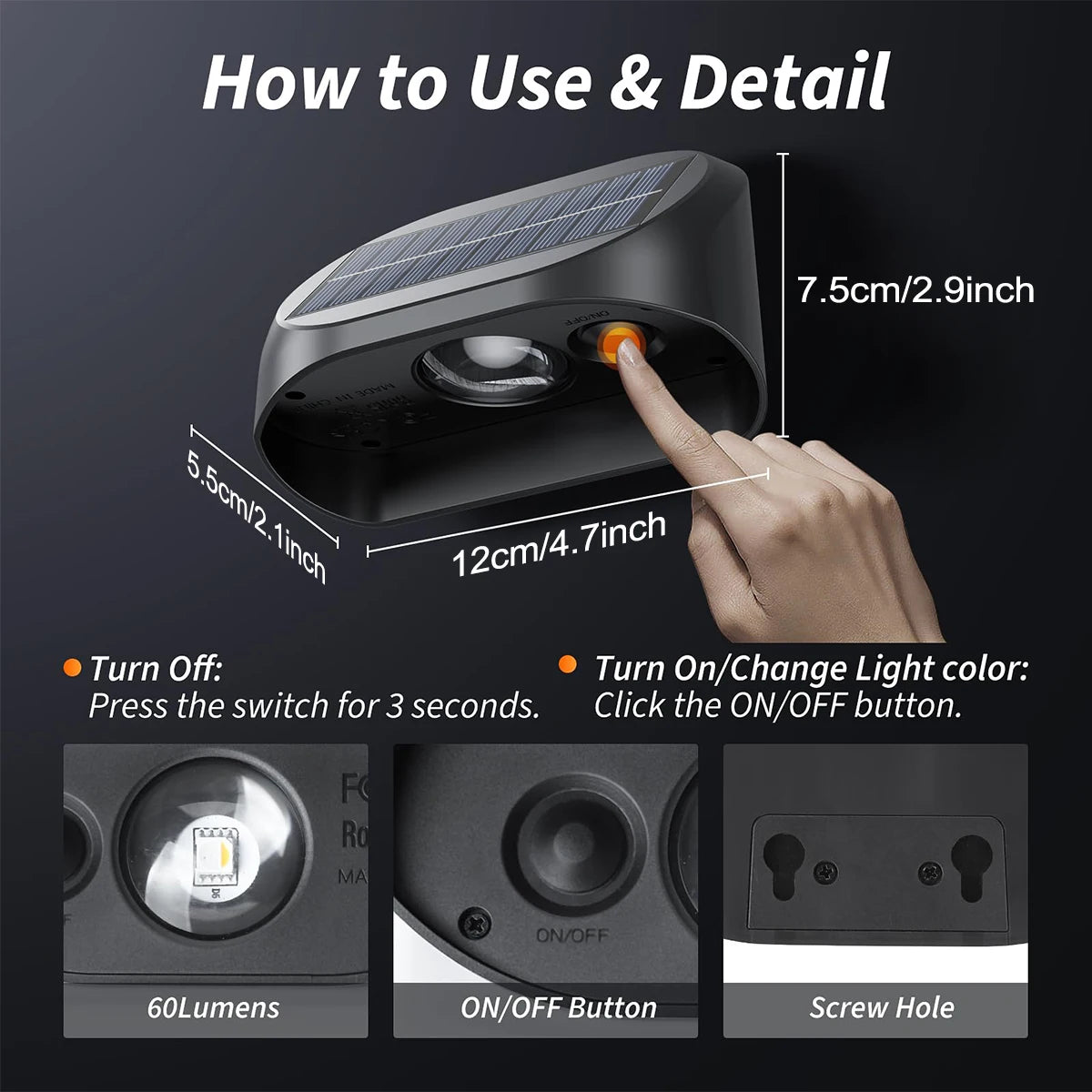Solar Wall Lamp Garden Light Solar House Number Decor Light IP65 Waterproof Auto On/Off RGB Modes For Fence Yard Step Outdoor