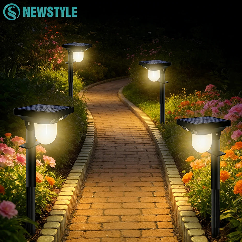 1-4PC Solar Landscape Spotlights Garden Motion Sensor Pathway Lights 3 Modes Waterproof Wall Lamp Patio Lawn Walkway Decor