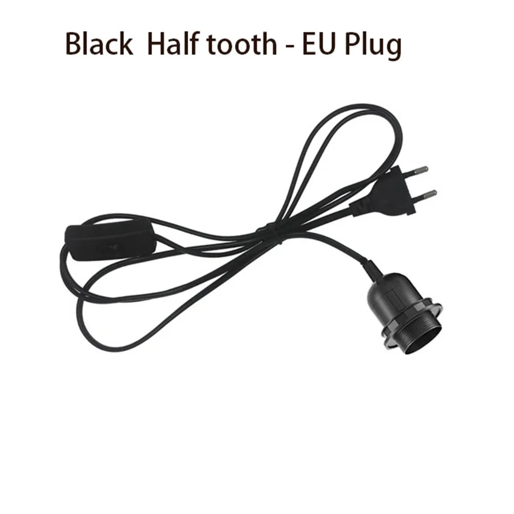 1.8M Lamp Base Holder Power Cord Cable E26 E27 EU/US Hanging Pendant LED Light Fixture Socket Cord Adapters With Switch Wire