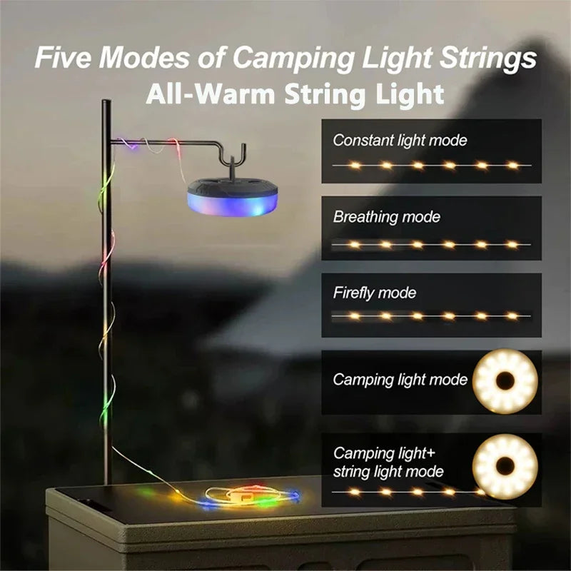 Camping String Light, Rechargeable Portable Outdoor Lights For Yard, Hiking, Decoration, Christmas(10M)