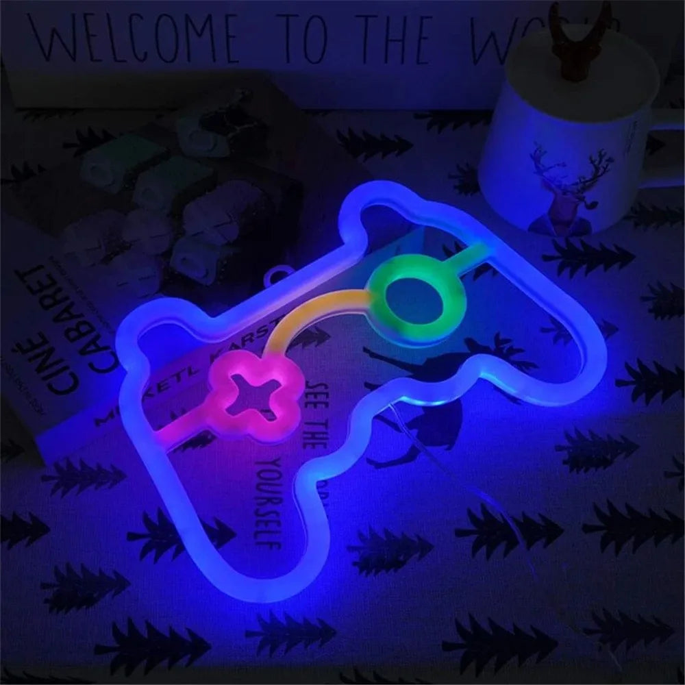 1PC USB LED Game Console Neon Light, Game Controller Night Light, Suitable for Game Rooms, Parties, and Wall Decoration