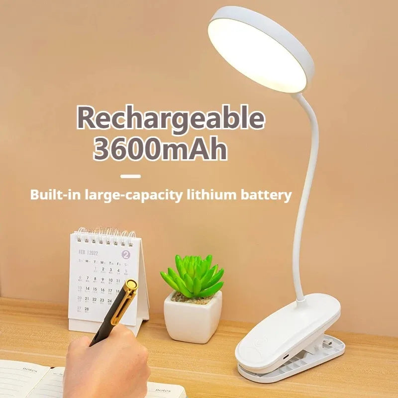 Folding Clamp Led Table Lamp Rechargeable Night Light Study Stand Read Lamp Touch 3 Modes Dimming Eye Protection Light