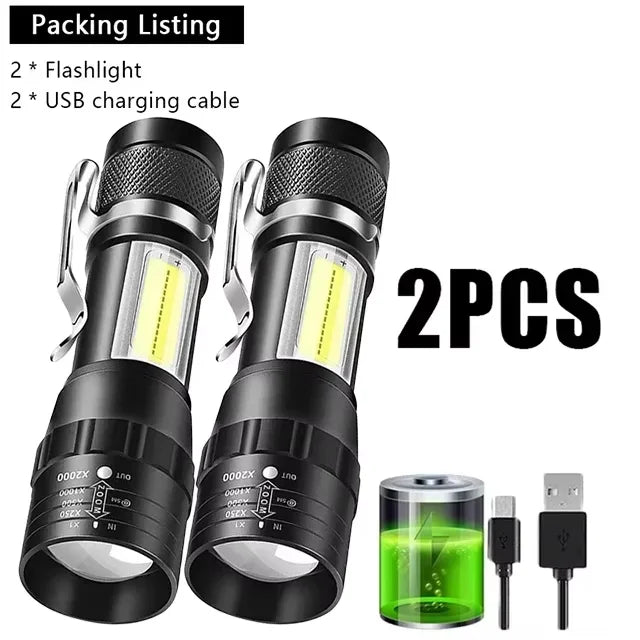 High Bright 3*LED Strong Light Mini Rechargeable Portable Torch Outdoor Aluminum Alloy Tactical Flashlight with Pen Clip