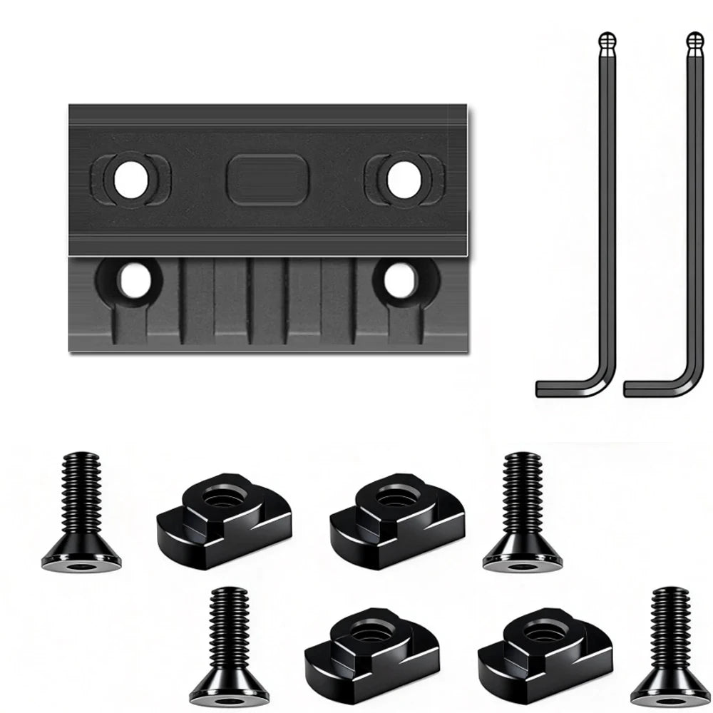 2PCS Black Aluminum Picatinny Rail Set 5 Slots with 4 T-Nuts 4 Screws And 2 Allen Wrenches for Accessory Mounting