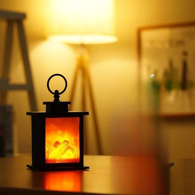 LED Simulation Flame Lamp Night Light Retro Atmosphere Decoration Fireplace Lamp Creative Ornament Hand-held Night Light