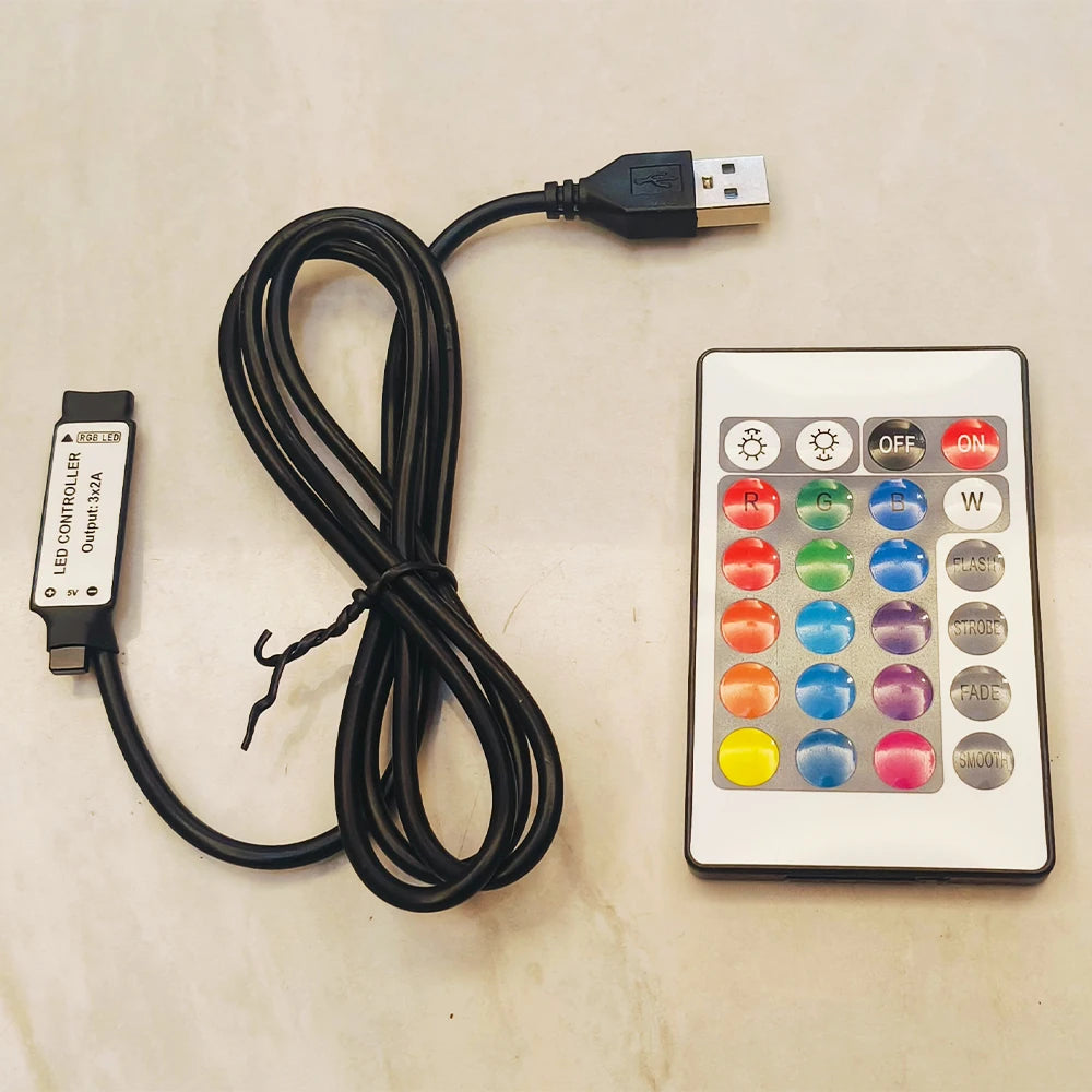 24key IR RGB LED Controller 4Pin USB 5V Mini Control Cable Remote Dimmer for 5050 3528 2835 RGB LED Strip for Home Decoration