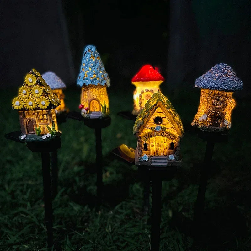 Solar Powered Fairy House Lawn Lamp Solar Led Light Outdoor Garden Decoration Lamp Waterproof Solar Lights