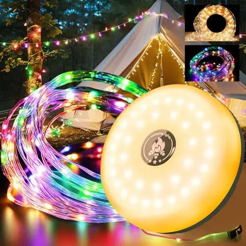 Rollable LED Garland Camping Light with Retractable LED String Lights Colorful Festive Atmosphere Party Tent Lighting Current