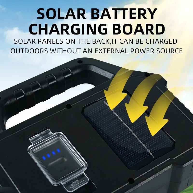 High Power Led Flashlights Rechargeable Camping Work Light Multi Functional Portable Light Solar Charging 6 Lighting Modes ﻿
