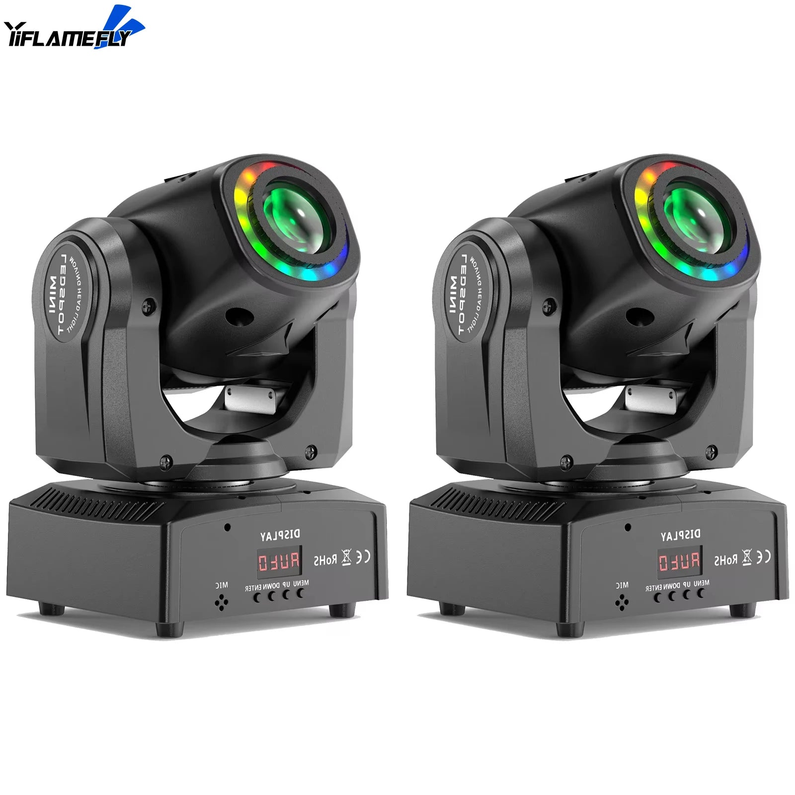 Yiflamefly 2Pcs 100W LED Beam Pattern Moving Head Stage Effect Lighting 8 patterns DMX512 9CH/11CH For DJ Show Concert Party