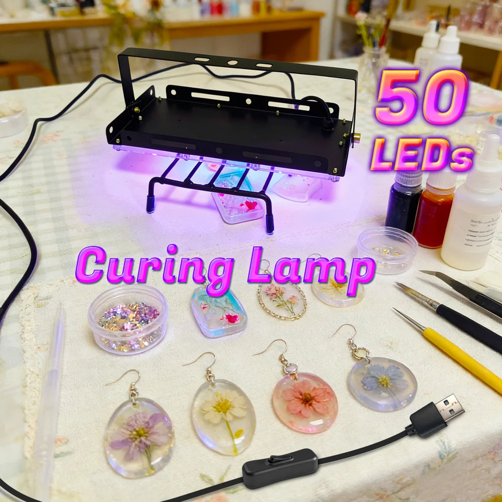 50 LED UV Resin Curing Lamp | Fast Cure USB UV Light for DIY Jewelry Making and Epoxy Crafts