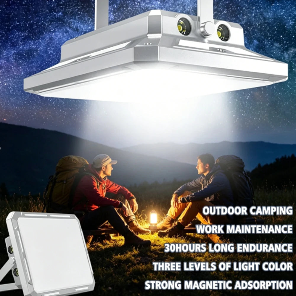 Portable LED Camping Tent Light Rechargeable Searchlight High Power Outdoor Emergency Lighting Waterproof Night Car Repair Lamp